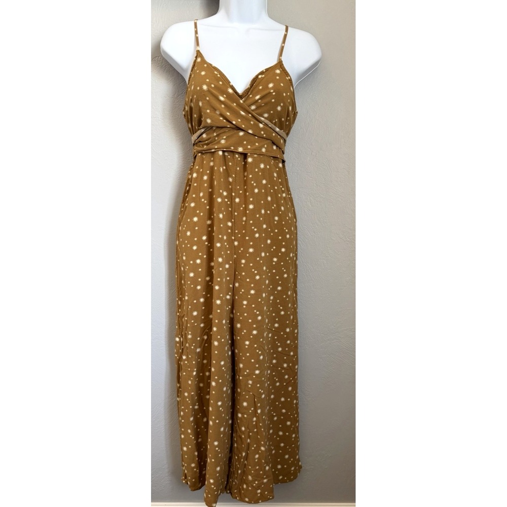 Rip Curl Sundial Jumpsuit Womens Size Medium Bronze Sleeveless Wide Leg 1 Piece